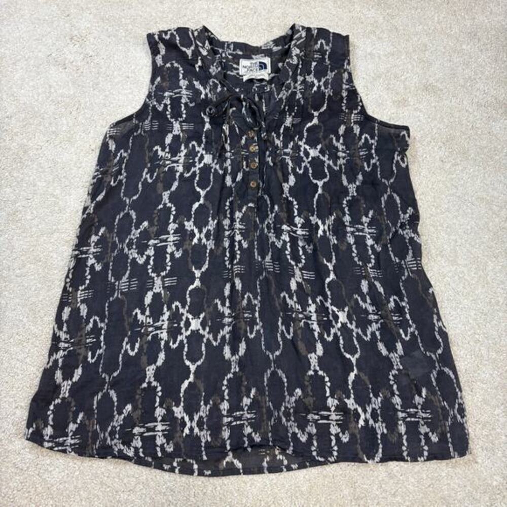 The North Face Abstract Quatrefoil Gray White Sleeveless Blouse Size XL